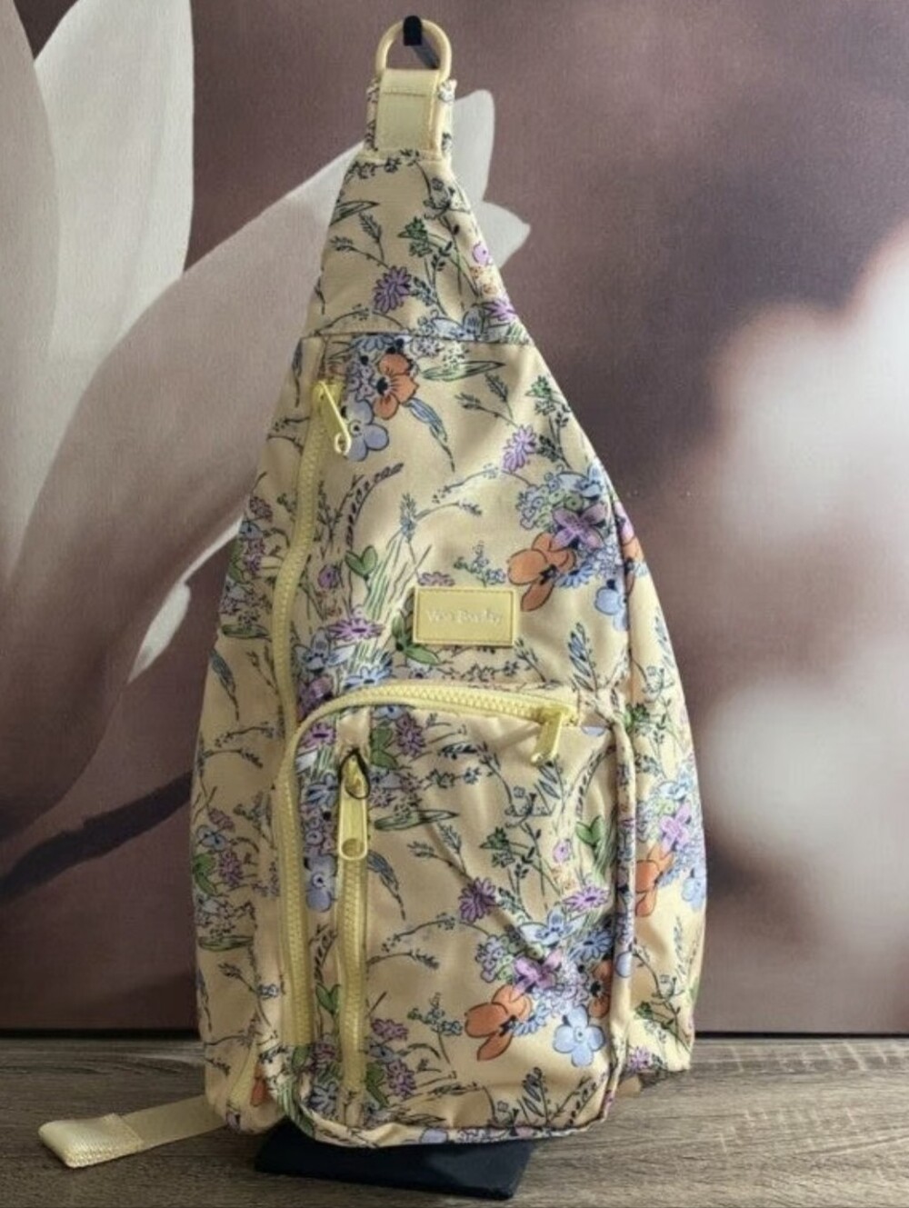 New Vera Bradley Reactive Sling Backpack Yellow Sunlit Garden floral pattern